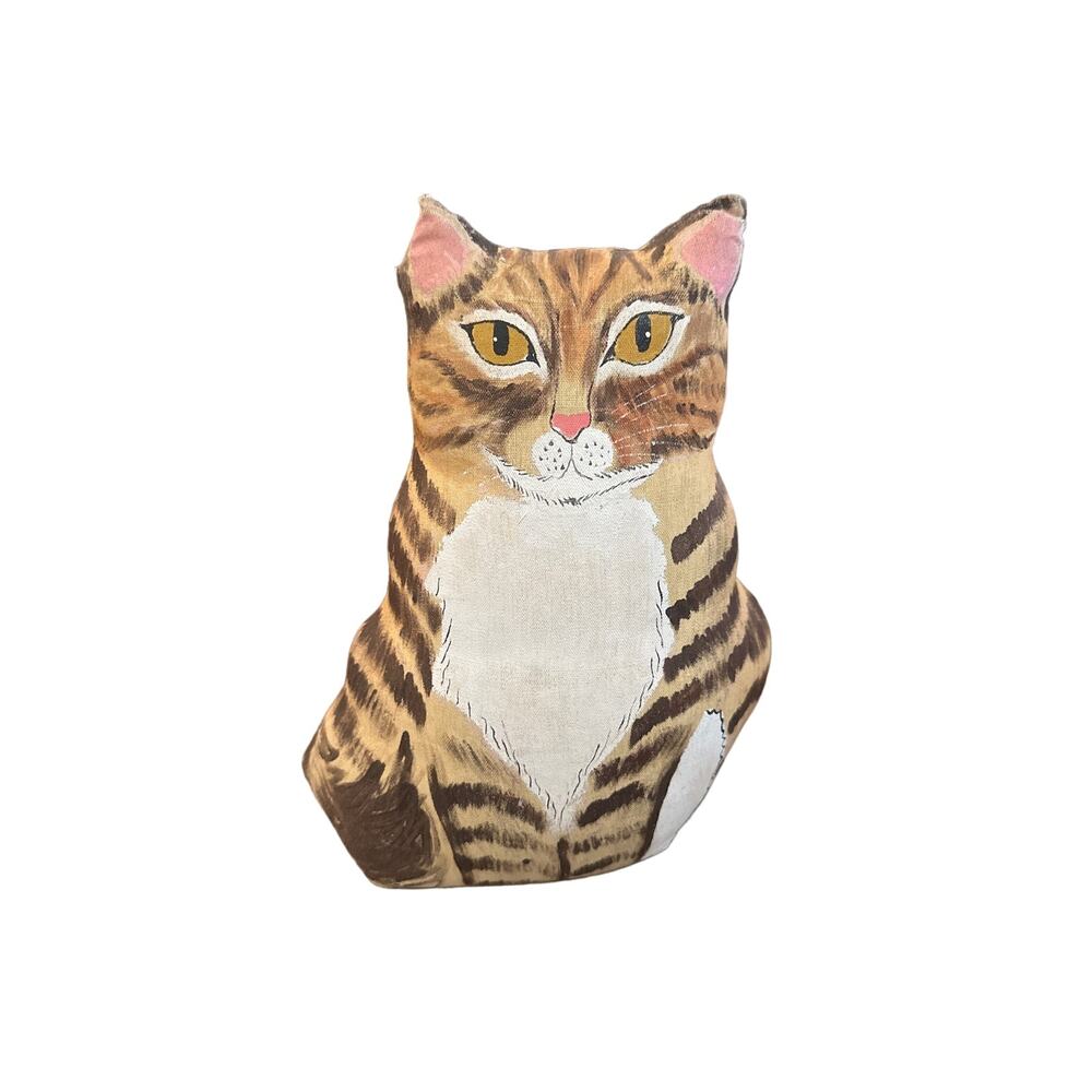 Vintage 2001 Nina Lyman Weighted Door Stop Pillow Stuffed Tabby Cat Kitten
